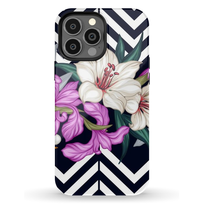 iPhone 13 Pro Max StrongFit Beautiful Floral with Geometric Background by ArtsCase