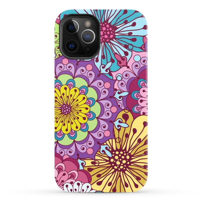 iPhone 12 Pro Max StrongFit Brightly Colored Flowers by ArtsCase
