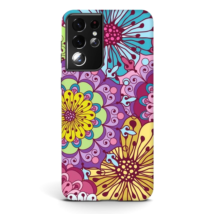 Galaxy S21 ultra StrongFit Brightly Colored Flowers by ArtsCase