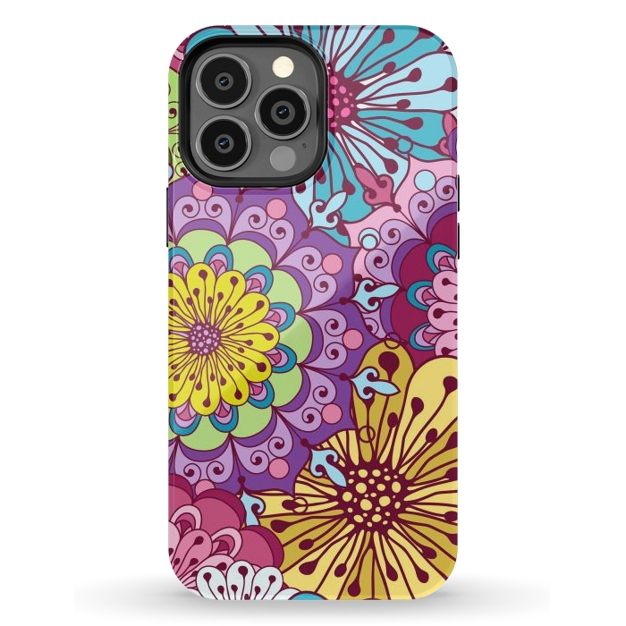 iPhone 13 Pro Max StrongFit Brightly Colored Flowers by ArtsCase