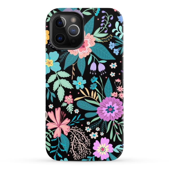 iPhone 12 Pro Max StrongFit Amazing Floral Pattern With Bright Colorful Flowers by ArtsCase