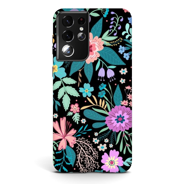Galaxy S21 ultra StrongFit Amazing Floral Pattern With Bright Colorful Flowers by ArtsCase