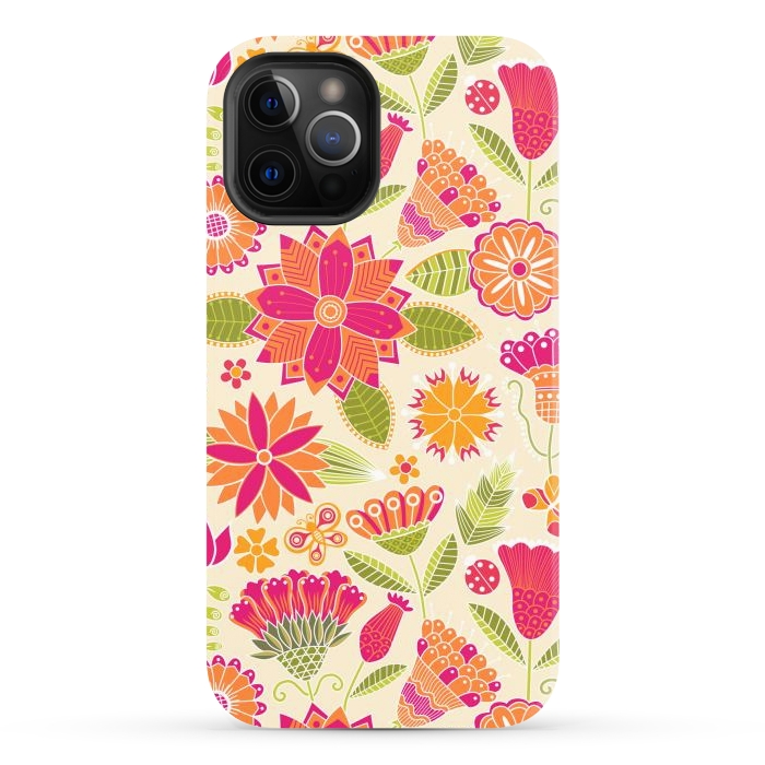 iPhone 12 Pro Max StrongFit geometric colored flowers by ArtsCase