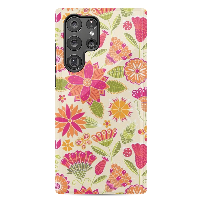 Galaxy S22 Ultra StrongFit geometric colored flowers by ArtsCase