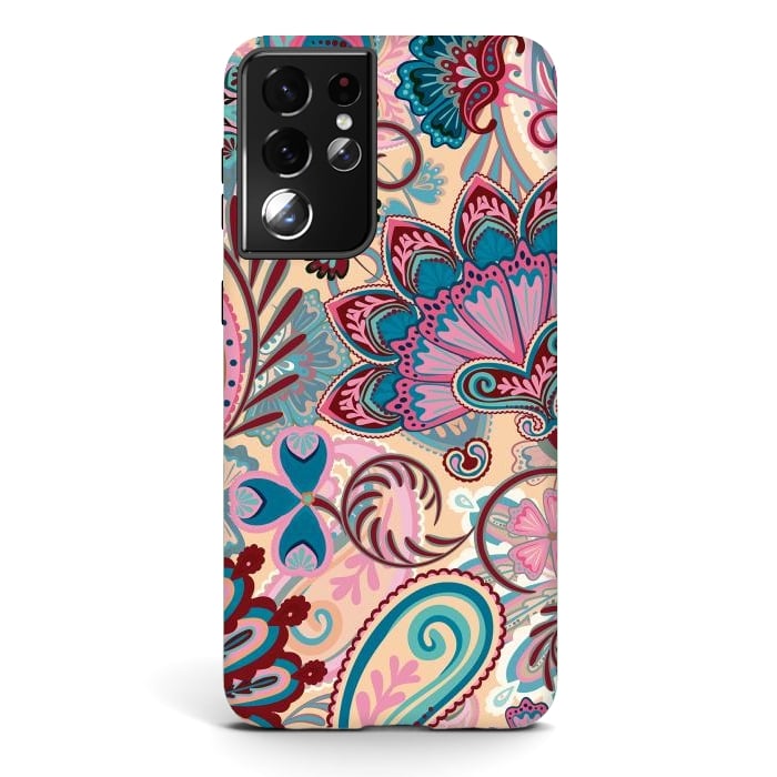 Galaxy S21 ultra StrongFit Paisley Flowers Design by ArtsCase