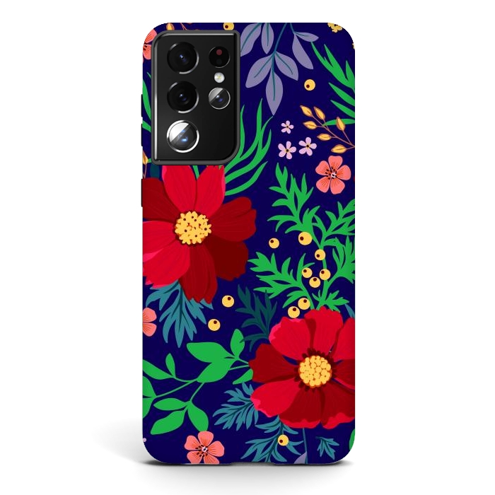 Galaxy S21 ultra StrongFit Red Flowers In The Ocean by ArtsCase