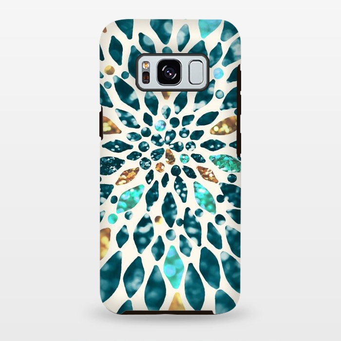 Galaxy S8 plus StrongFit Glitter Dahlia in Gold, Aqua and Ocean Green by Tangerine-Tane