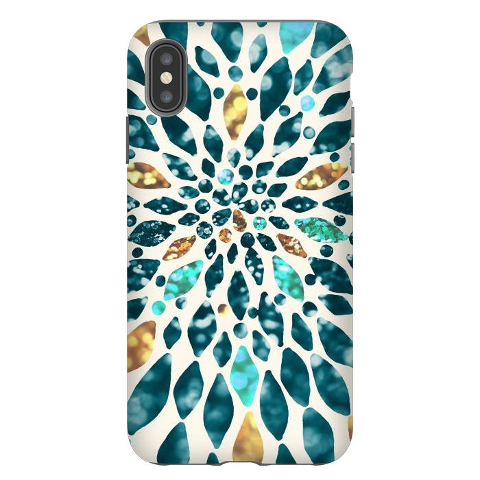iPhone Xs Max StrongFit Glitter Dahlia in Gold, Aqua and Ocean Green by Tangerine-Tane
