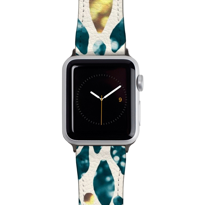 Watch 42mm / 44mm Strap PU leather Glitter Dahlia in Gold, Aqua and Ocean Green by Tangerine-Tane
