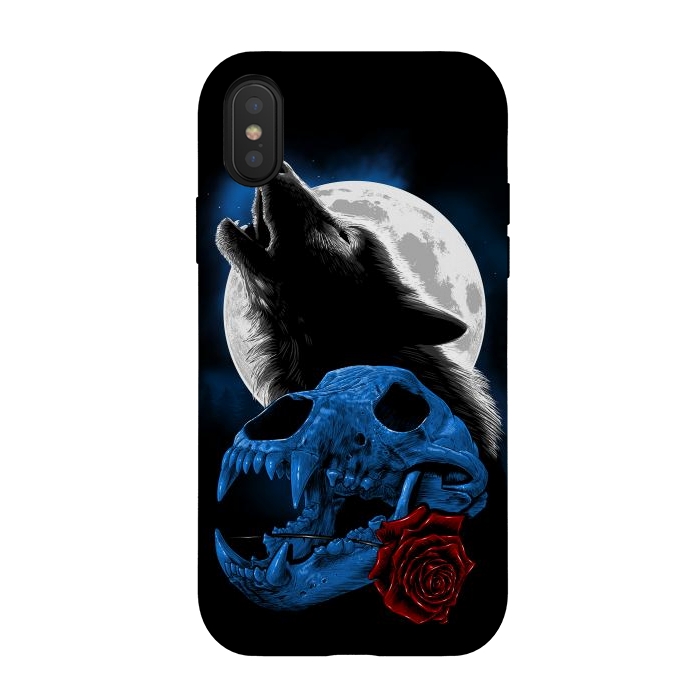 iPhone Xs / X StrongFit Wolf howling under the moon by Alberto