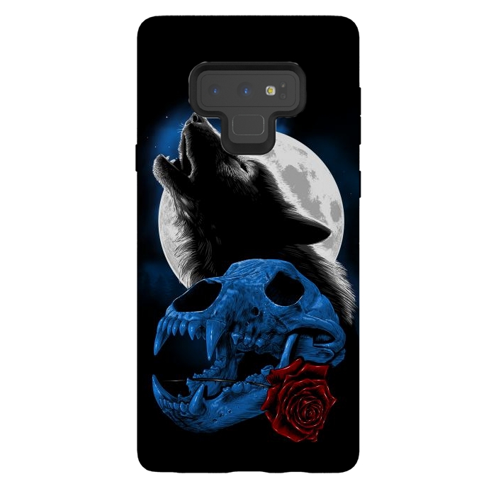 Galaxy Note 9 StrongFit Wolf howling under the moon by Alberto