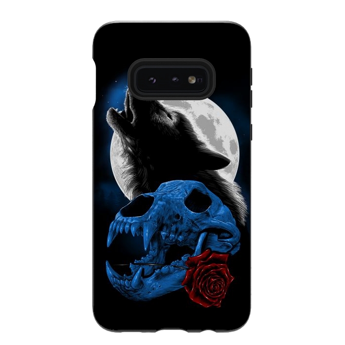 Galaxy S10e StrongFit Wolf howling under the moon by Alberto