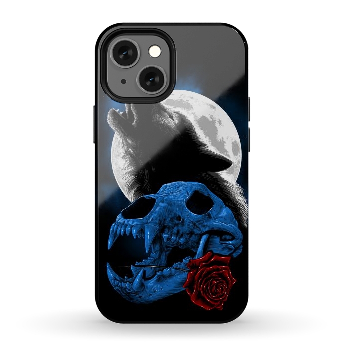 iPhone 12 mini StrongFit Wolf howling under the moon by Alberto