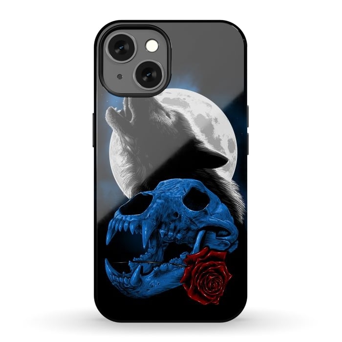 iPhone 13 StrongFit Wolf howling under the moon by Alberto