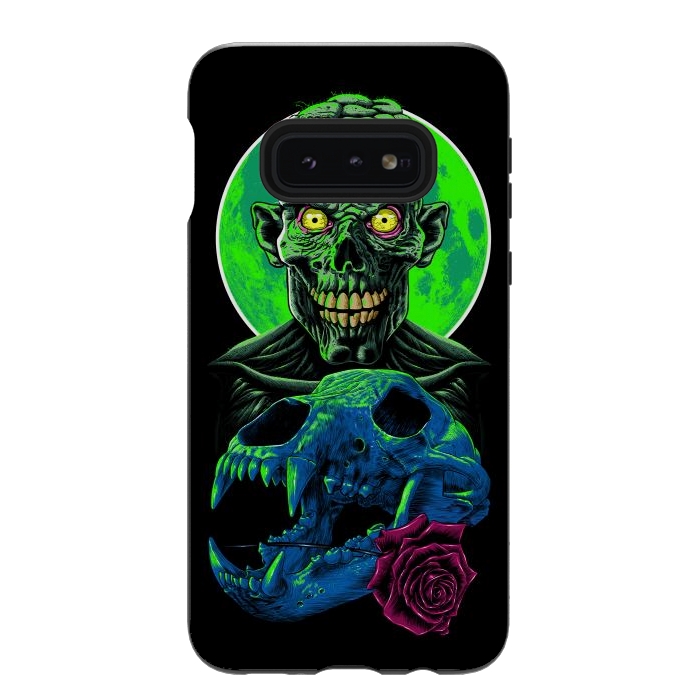 Galaxy S10e StrongFit Skull and flower zombie by Alberto
