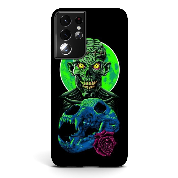 Galaxy S21 ultra StrongFit Skull and flower zombie by Alberto