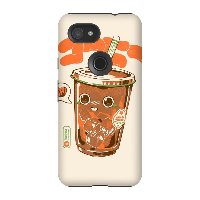 Pixel 3A StrongFit Cute Cold Brew Coffee  by Ilustrata