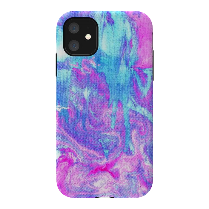 iPhone 11 StrongFit Melting Marble in Pink & Turquoise by Tangerine-Tane