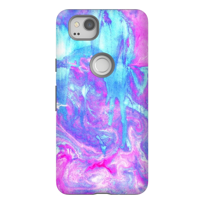Pixel 2 StrongFit Melting Marble in Pink & Turquoise by Tangerine-Tane