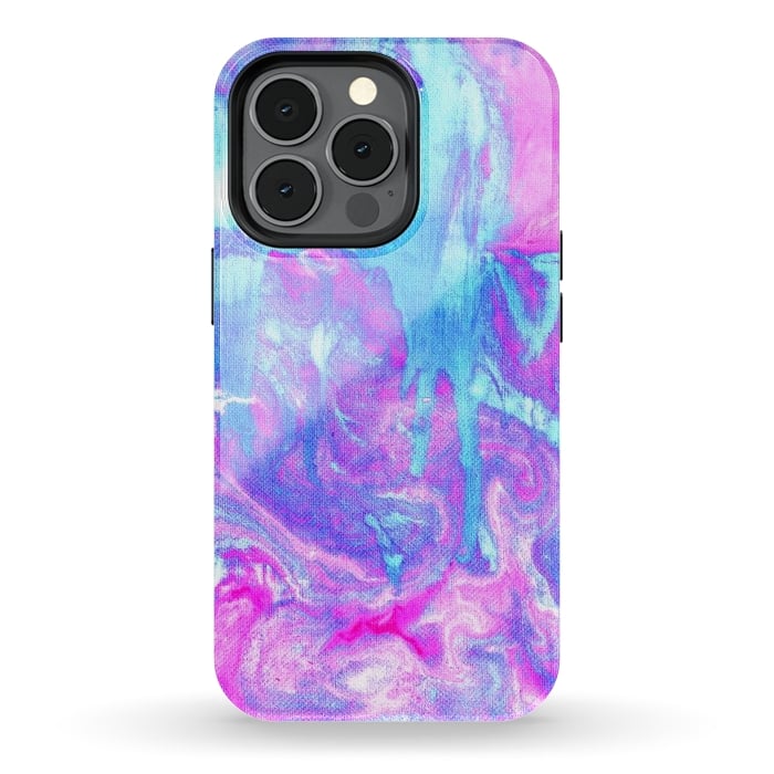 iPhone 13 pro StrongFit Melting Marble in Pink & Turquoise by Tangerine-Tane