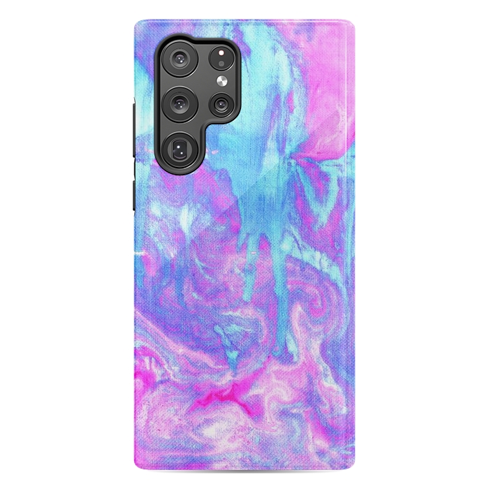 Galaxy S22 Ultra StrongFit Melting Marble in Pink & Turquoise by Tangerine-Tane