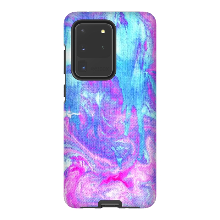 Galaxy S20 Ultra StrongFit Melting Marble in Pink & Turquoise by Tangerine-Tane