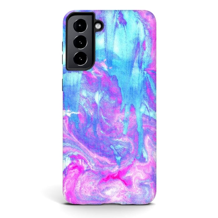 Galaxy S21 StrongFit Melting Marble in Pink & Turquoise by Tangerine-Tane