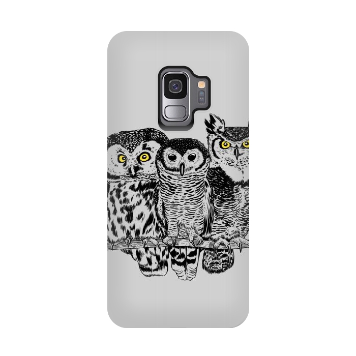 Galaxy S9 StrongFit Three owls by Alberto