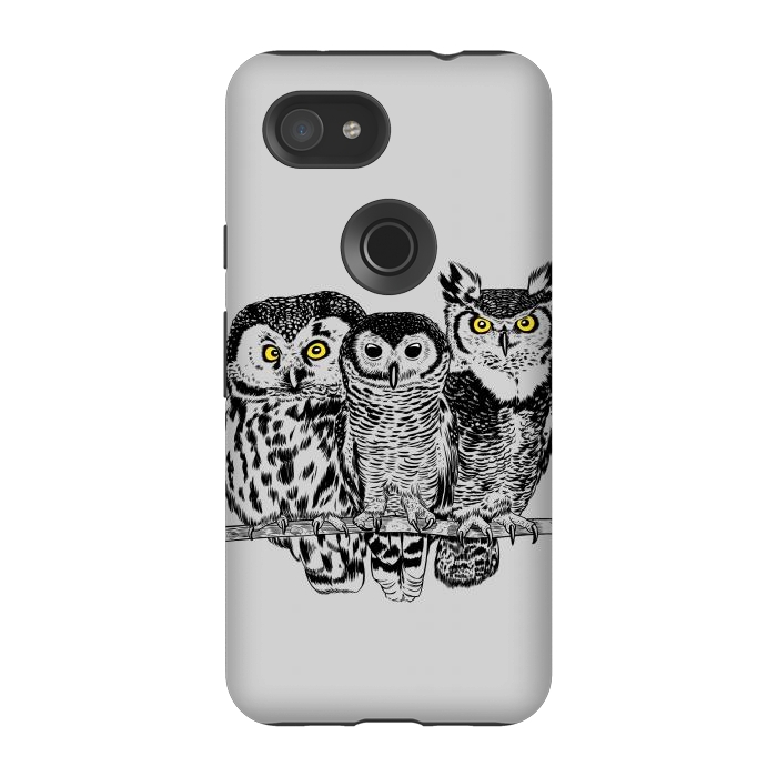 Pixel 3A StrongFit Three owls by Alberto