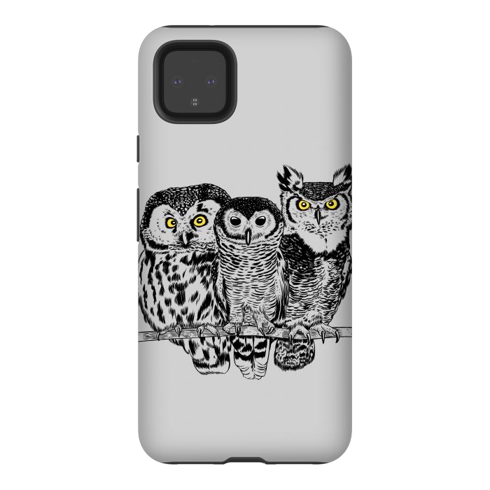 Pixel 4XL StrongFit Three owls by Alberto