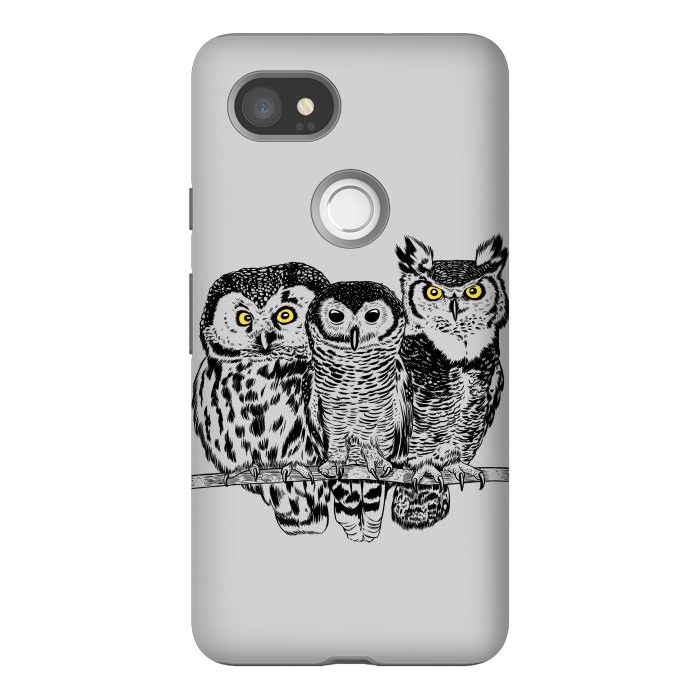 Pixel 2XL StrongFit Three owls by Alberto