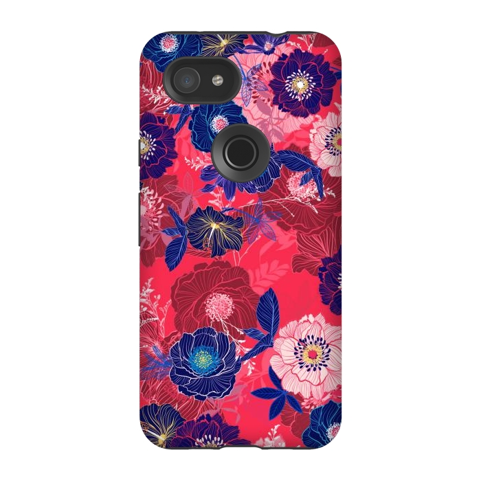 Pixel 3A StrongFit Country Flowers in Red Sky by ArtsCase