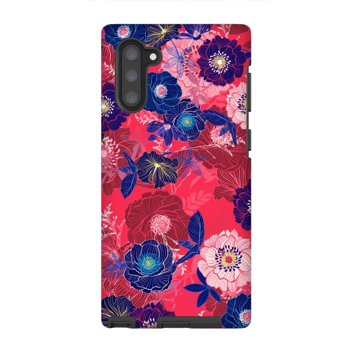 Galaxy Note 10 StrongFit Country Flowers in Red Sky by ArtsCase