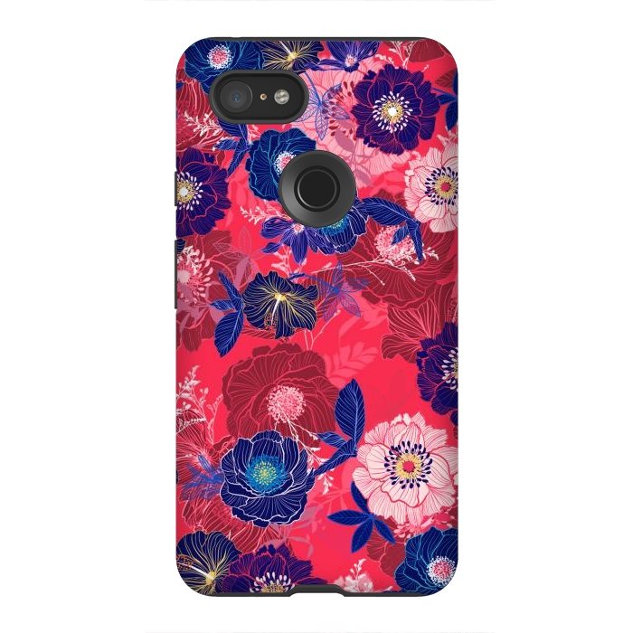 Pixel 3XL StrongFit Country Flowers in Red Sky by ArtsCase