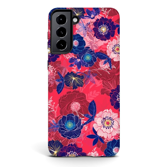 Galaxy S21 plus StrongFit Country Flowers in Red Sky by ArtsCase