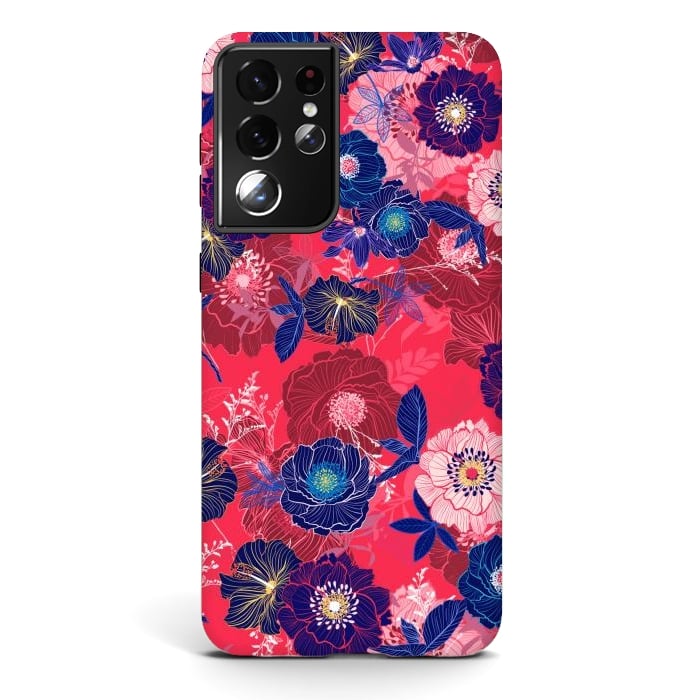 Galaxy S21 ultra StrongFit Country Flowers in Red Sky by ArtsCase