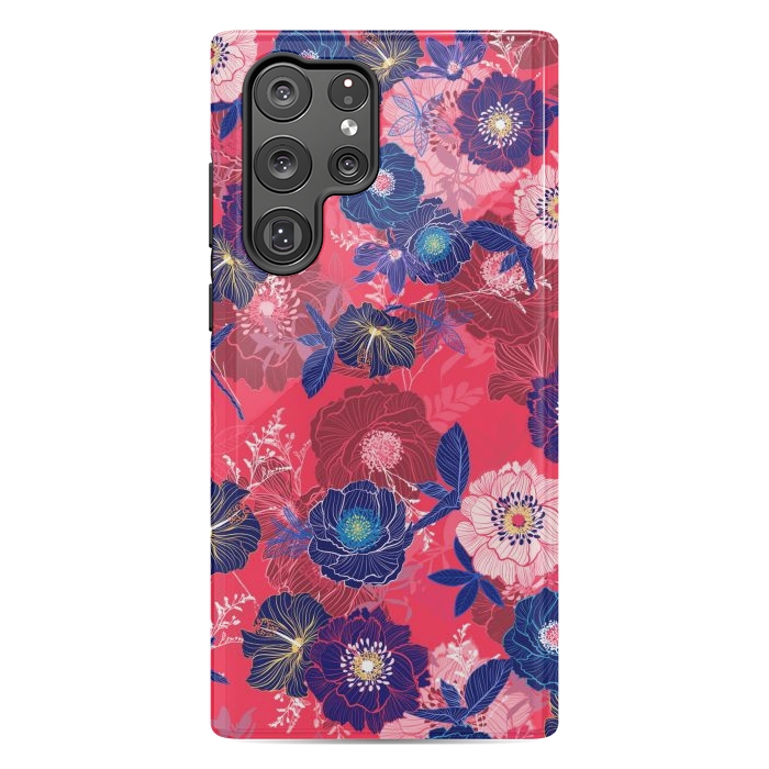 Galaxy S22 Ultra StrongFit Country Flowers in Red Sky by ArtsCase