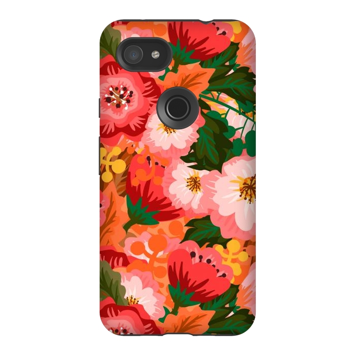 Pixel 3AXL StrongFit Bouquet of flowers in pom poms and dahlias by ArtsCase