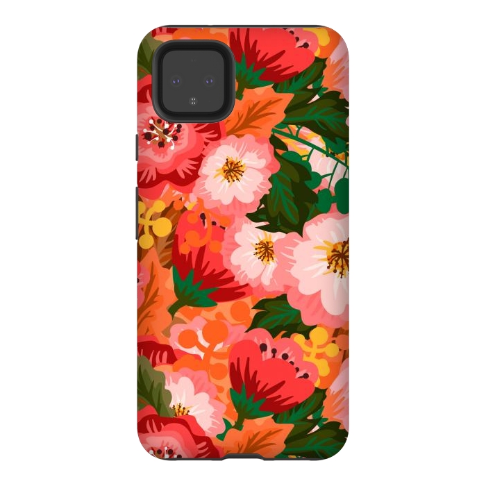Pixel 4XL StrongFit Bouquet of flowers in pom poms and dahlias by ArtsCase