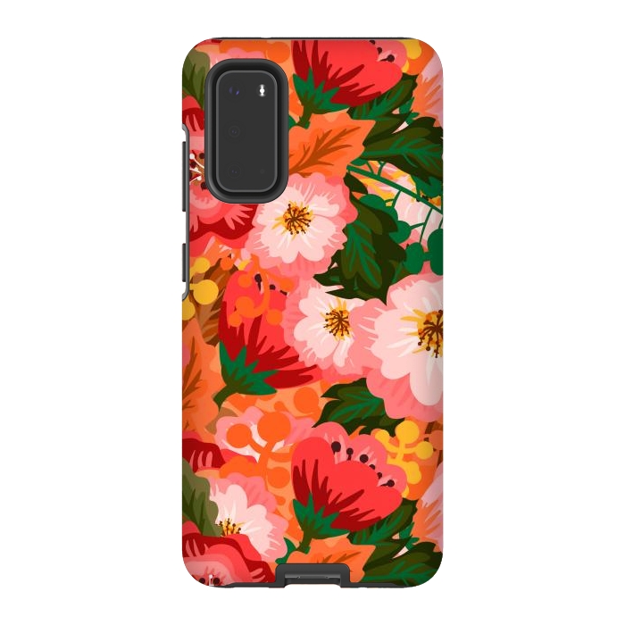 Galaxy S20 StrongFit Bouquet of flowers in pom poms and dahlias by ArtsCase