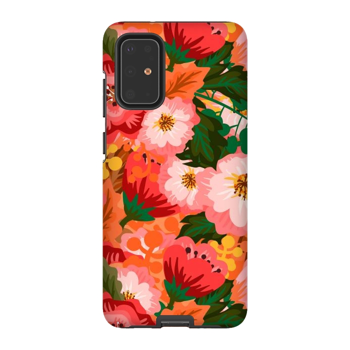 Galaxy S20 Plus StrongFit Bouquet of flowers in pom poms and dahlias by ArtsCase