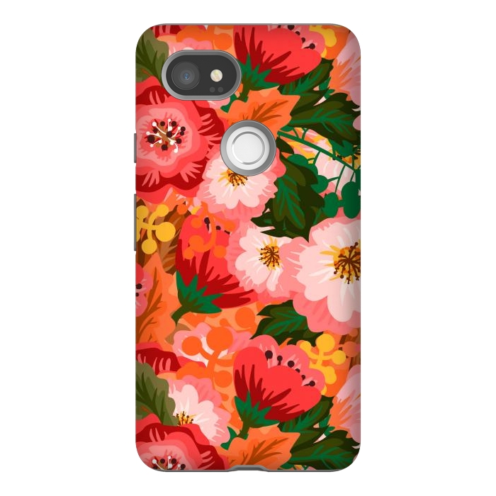 Pixel 2XL StrongFit Bouquet of flowers in pom poms and dahlias by ArtsCase