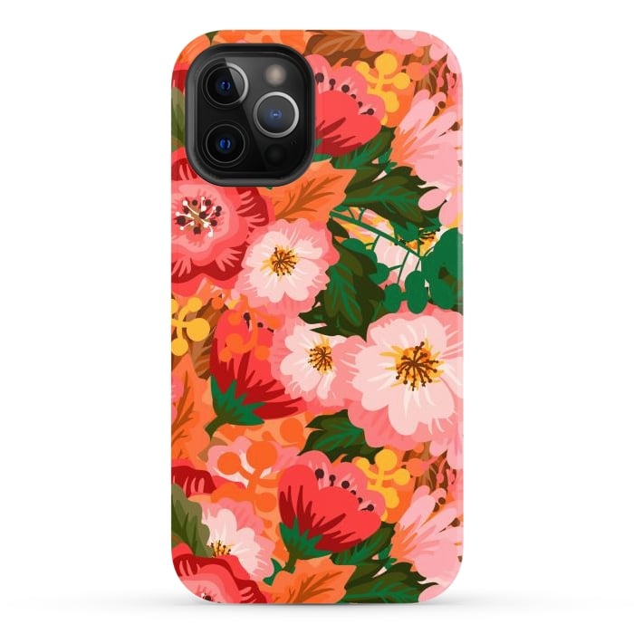 iPhone 12 Pro Max StrongFit Bouquet of flowers in pom poms and dahlias by ArtsCase