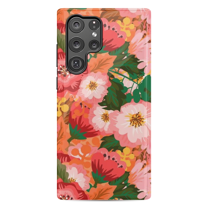 Galaxy S22 Ultra StrongFit Bouquet of flowers in pom poms and dahlias by ArtsCase