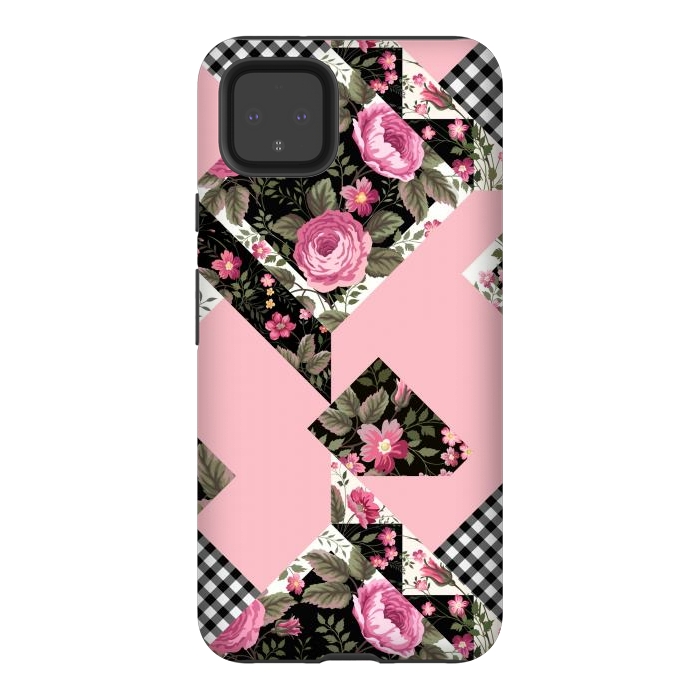 Pixel 4XL StrongFit elegant roses with pink background by ArtsCase
