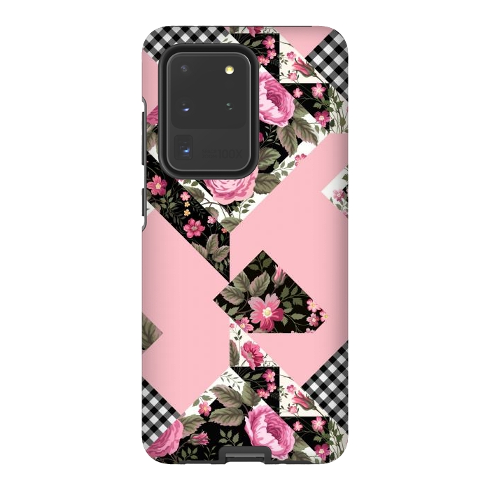 Galaxy S20 Ultra StrongFit elegant roses with pink background by ArtsCase