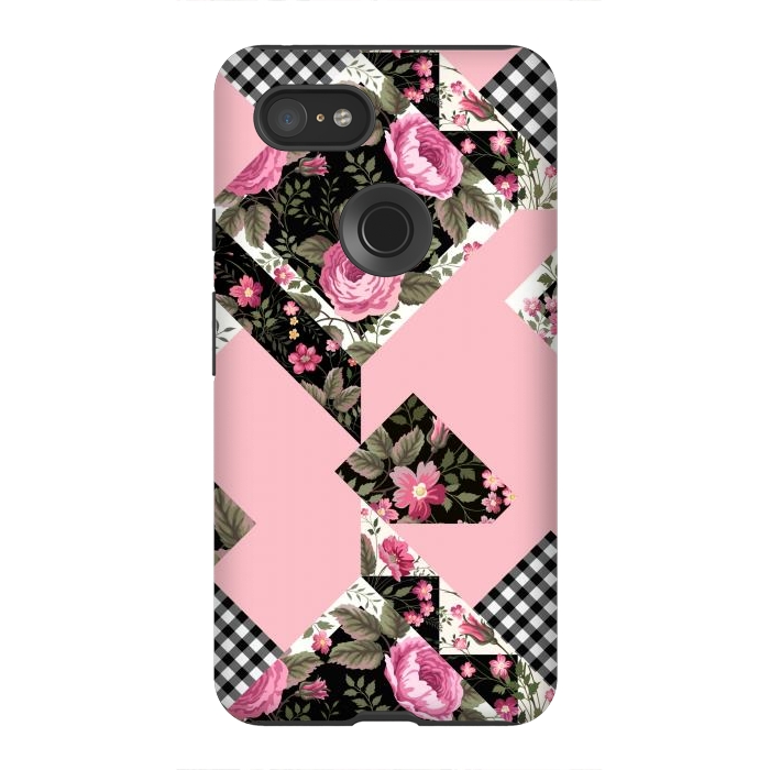 Pixel 3XL StrongFit elegant roses with pink background by ArtsCase