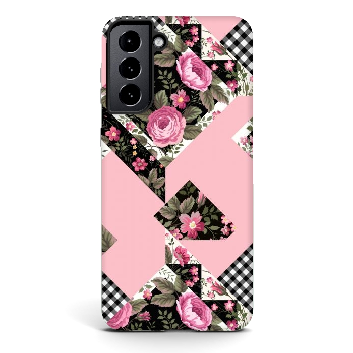 Galaxy S21 plus StrongFit elegant roses with pink background by ArtsCase