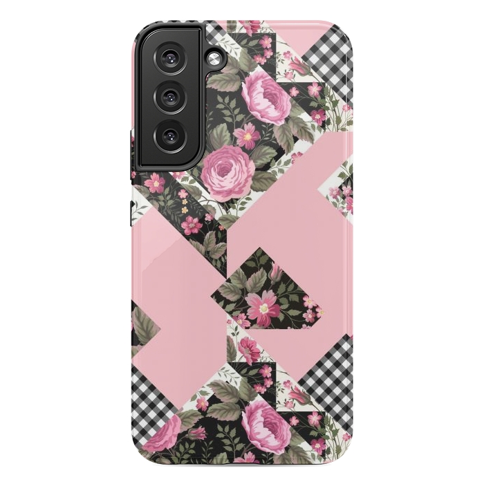 Galaxy S22 plus StrongFit elegant roses with pink background by ArtsCase
