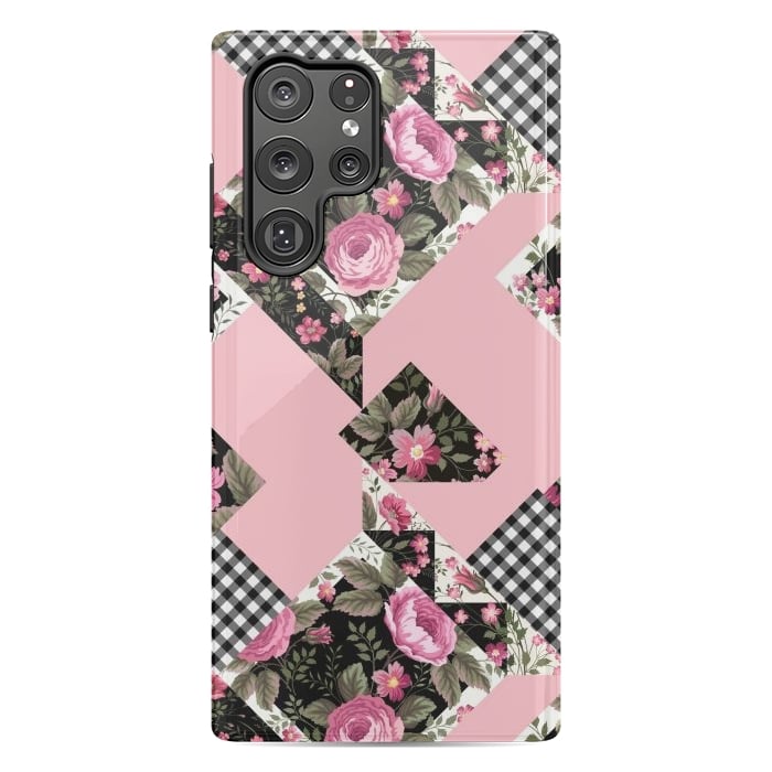 Galaxy S22 Ultra StrongFit elegant roses with pink background by ArtsCase